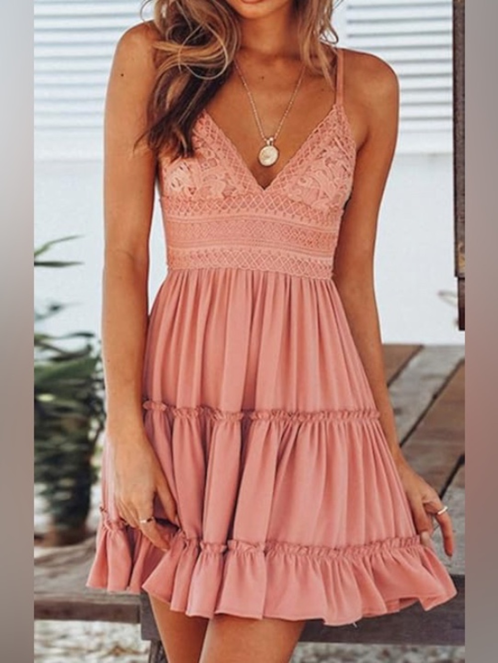 ECOWISH V-Neck Spaghetti Strap Backless Lace Mini Dress, size XXL, NEW with tags